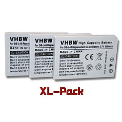 vhbw 3x Li-Ion batterie 600mAh (3.7V) pour appareil numérique camescope Sanyo Xacti DMX-HD1, DMX-HD1E, DMX-HD1EX, DMX-HD2 remplace DB-L40, DB-L40AU