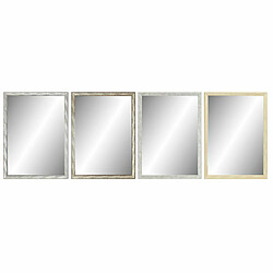 Miroir mural DKD Home Decor 56 x 2 x 76 cm Verre Naturel Gris Marron Gris foncé polystyrène Tropical Feuille d'une plante (4 Pièces)