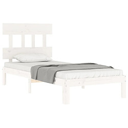 Acheter Maison Chic Cadre/structure de lit avec tête de lit pour adulte - Lit Moderne Chambre blanc simple bois massif -MN49576