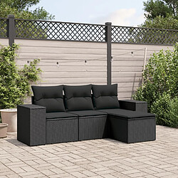 Maison Chic Salon de jardin 4 pcs avec coussins | Ensemble de Table et chaises | Mobilier d'Extérieur noir résine tressée -GKD95322