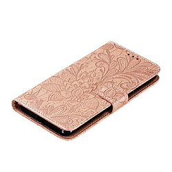 Wewoo Housse Coque Pour Nokia 7.2 Étui en cuir à rabat horizontal dentelle de fleur avec support et fentes cartes et portefeuille et cadre photo or rose pas cher