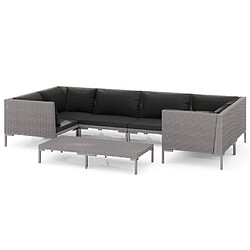 Maison Chic Salon de jardin 7 pcs + coussins - Mobilier/Meubles de jardin - Table et chaises d'extérieur Résine tressée Gris foncé -MN43129