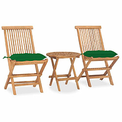 Maison Chic Mobilier à dîner 3 pcs pliable de jardin avec coussins - Ensemble table et chaises d'extérieur - Salon/Mobilier de jardin classique Teck -MN53406