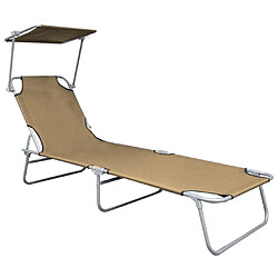 Avis Maison Chic Chaise longue pliable avec auvent | Bain de soleil Relax | Transat Taupe Aluminium -GKD57701