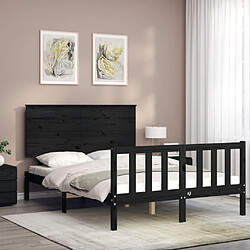 Avis Maison Chic Lit adulte - Cadre Structure de lit avec tête de lit Contemporain noir 120x200 cm bois massif -MN15792