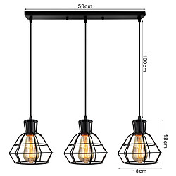 Stoex Suspension industrielle forme Cage Lustre Abat jours Vintage E27 Noir pas cher