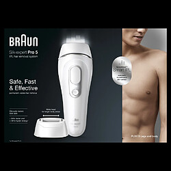 Braun IPL 5 (Épilateur A Lumière Pulsée) Pour Homme - Avec Rasoir et Trousse de Rangement - Blanc/Argent