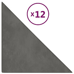 vidaXL Panneaux muraux 12 pcs Gris foncé 30x30 cm Velours 0,54 m²