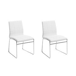 Beliani Set de 2 Cuir PU Chaise de salle à manger Blanc KIRON