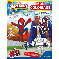 Marvel Spidey et ses amis extraordinaires : Mon coloriage : Retrouve Spidey et ses amis - + stickers