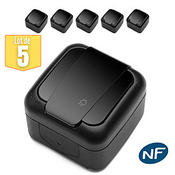 Lot de 5 Prise 2P+T étanche IP54 - Viko by Panasonic - Noir - NF