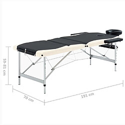 vidaXL Table de massage pliable 3 zones Aluminium Noir et beige pas cher