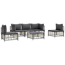 Avis Maison Chic Salon de jardin 6 pcs + coussins - Mobilier/Meubles de jardin - Table et chaises d'extérieur anthracite résine tressée -MN41272