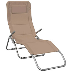 Avis Maison Chic Lot de 2 Chaises longues pliables | Bain de soleil Relax | Transat taupe textilène et acier -GKD15836