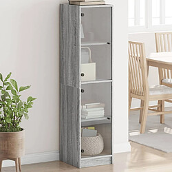 Maison Chic Commode Buffet - Meuble de rangement avec portes en verre sonoma gris 35x37x142 cm -GKD67200