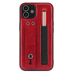 Coque en TPU + PU antichoc avec béquille en bandoulière et fente pour stylo rouge pour votre iPhone 12 6.1 pouces