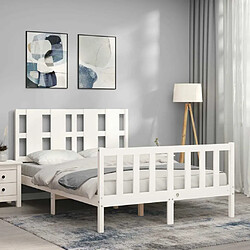 Avis Maison Chic Cadre/structure de lit avec tête de lit pour adulte - Lit Moderne Chambre blanc 120x200 cm bois massif -MN72566