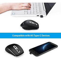 Acheter Souris d'ordinateur sans fil USB Type C 2.4G avec récepteur de type C compatible avec tous les appareils de type C Noir