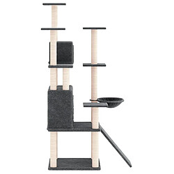 Helloshop26 Arbre à chat meuble tour grimper jouet grattage grattoir escalade plateforme avec griffoirs en sisal foncé 154 cm gris 02_0022672