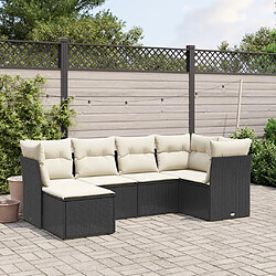 vidaXL Salon de jardin 6 pcs avec coussins noir résine tressée