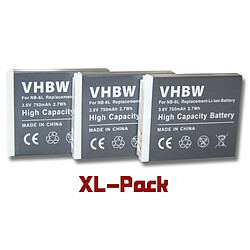 Vhbw 3 x Li-Ion batterie 750mAh (3.6V) adaptée pour caméra Canon Powershot SX500 IS, etc Remplace type de batterie: NB-6L.