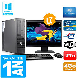 PC Fujitsu Esprimo E500 E85+ SFF Core I7-2600 4Go Disque 2 To Wifi W7 Ecran 19" - Occasion