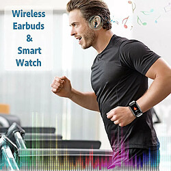 Avis Chrono Montre Connectée avec écouteurs Bluetooth, écouteurs sans fil Fitness Tracker Watch 2 en 1, Bracelet d'activité avec TWS Sleep Music Wristband Casque Fréquence cardiaque Pression artérielle(noir)