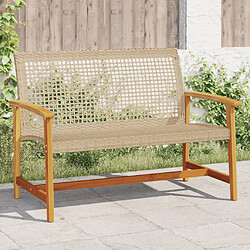 vidaXL Banc de jardin beige 112 cm résine tressée et bois d'acacia