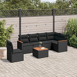 Maison Chic Salon de jardin 7 pcs avec coussins | Ensemble de Table et chaises | Mobilier d'Extérieur noir résine tressée -GKD80515