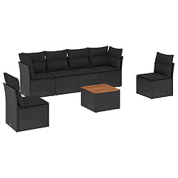 Maison Chic Salon de jardin 7 pcs avec coussins | Ensemble de Table et chaises | Mobilier d'Extérieur noir résine tressée -GKD38100