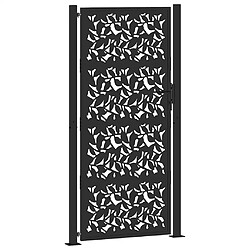 vidaXL Portail de jardin noir 105x205 cm acier conception de feuilles