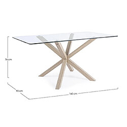 Acheter Mes Table à manger 160x90x76 cm en verre et acier effet bois - KROMI