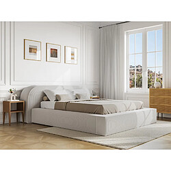 Vente-Unique Lit coffre 160 x 200 cm - Velours côtelé - Crème - Avec matelas - LIRABA de Maison Céphy