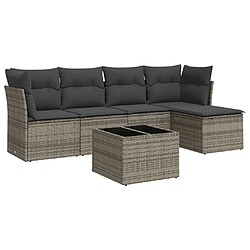 Maison Chic Salon de jardin 6 pcs avec coussins | Ensemble de Table et chaises | Mobilier d'Extérieur gris résine tressée -GKD41675