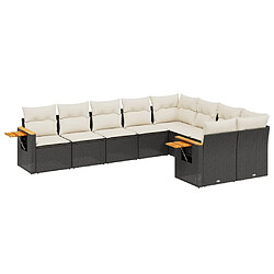 Maison Chic Ensemble Tables et chaises d'extérieur 9 pcs avec coussins,Salon de jardin noir résine tressée -GKD823715