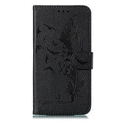 Wewoo Coque Etui en cuir à rabat avec motif de plume litchi emplacements pour portefeuille et porte-cartes iPhone 11 Pro noir