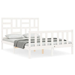 Maison Chic Lit adulte - Cadre Structure de lit avec tête de lit Contemporain blanc 120x200 cm bois massif -MN97107