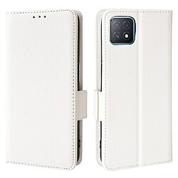 Etui en PU tissu antichoc, magnétique, texture litchi avec support, blanc pour votre Oppo A72 5G/A73 5G