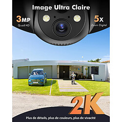 Acheter YESKAMO 2K Camera Surveillance WiFi Exterieure sans Fil Solaire 360° PTZ, Caméra Exterieur Solaire Batterie 2,4 GHz, Vision Nocturne Couleur, Détection PIR, Audio Bidirectionnel