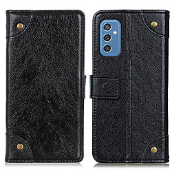 Etui en PU texture nappa, bouton décoratif en laiton noir pour votre Samsung Galaxy M52 5G