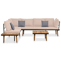 vidaXL Salon de jardin 4 pcs avec coussins Bois massif d'acacia