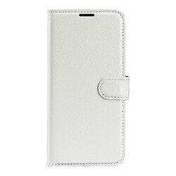 Etui en PU texture litchi, fermoir magnétique, anti-chocs avec support, blanc pour votre ZTE Libero 5G II