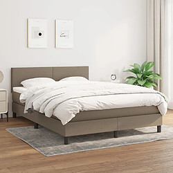 Maison Chic Lit adulte- Lit + matelas,Sommier à lattes de lit avec matelas Taupe 140x200 cm Tissu -GKD64802