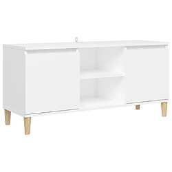 Maison Chic Meuble TV scandinave avec pieds - Banc TV pour salon en bois massif Blanc 103,5x35x50 cm -MN64505