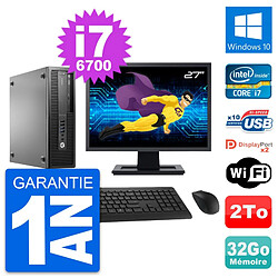 PC HP 800 G2 SFF Ecran 27" Intel i7-6700 RAM 32Go Disque 2To Windows 10 Wifi - Occasion