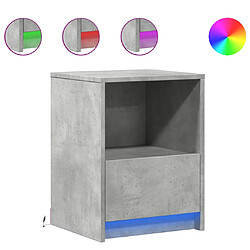 vidaXL Armoire de chevet et lumières LED gris béton bois d'ingénierie