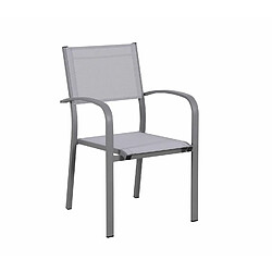 Avis Avril Paris Table de jardin extensible aluminium 270cm + 8 fauteuils empilables textilène gris - LIO 8