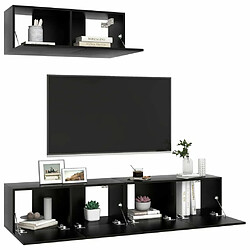 Avis Maison Chic Meubles TV 3 pcs | Banc TV Moderne pour salon | Meuble de Rangement Noir Aggloméré -MN84336