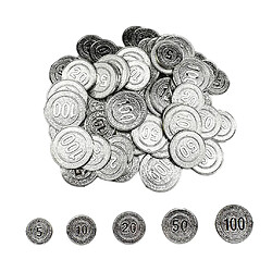 100Pcs / Set Jetons De Poker 5 10 20 50 100 Pièces De Casino En Argent Pièces De Pirate