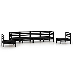 vidaXL Salon de jardin 6 pcs Noir Bois de pin massif